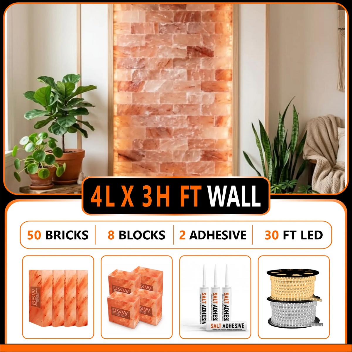 Architectural Backlit Salt Wall Kit (4' × 3' | 12 sq. ft.)
