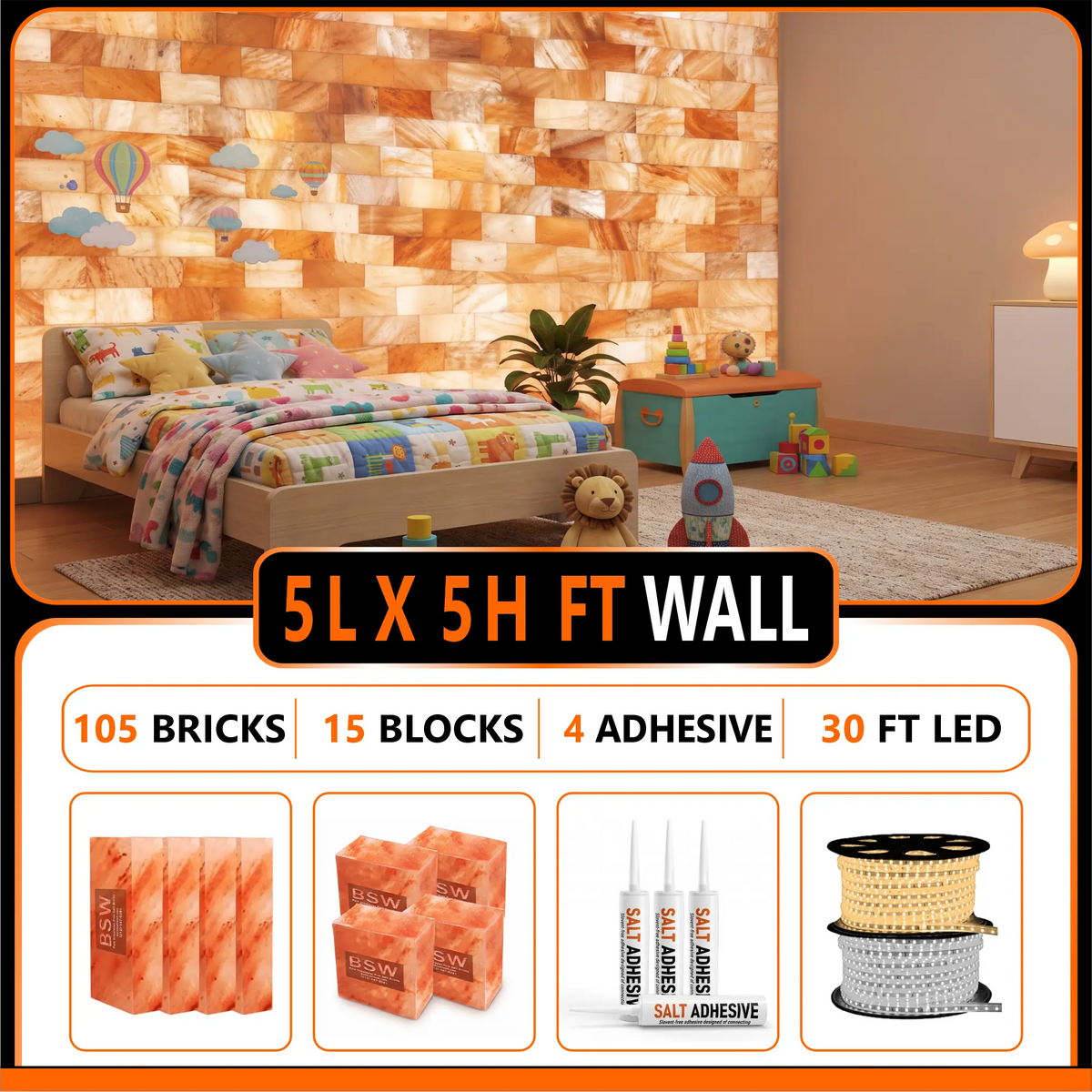 Architectural Backlit Salt Wall Kit (5' × 5' | 25 sq. ft.)