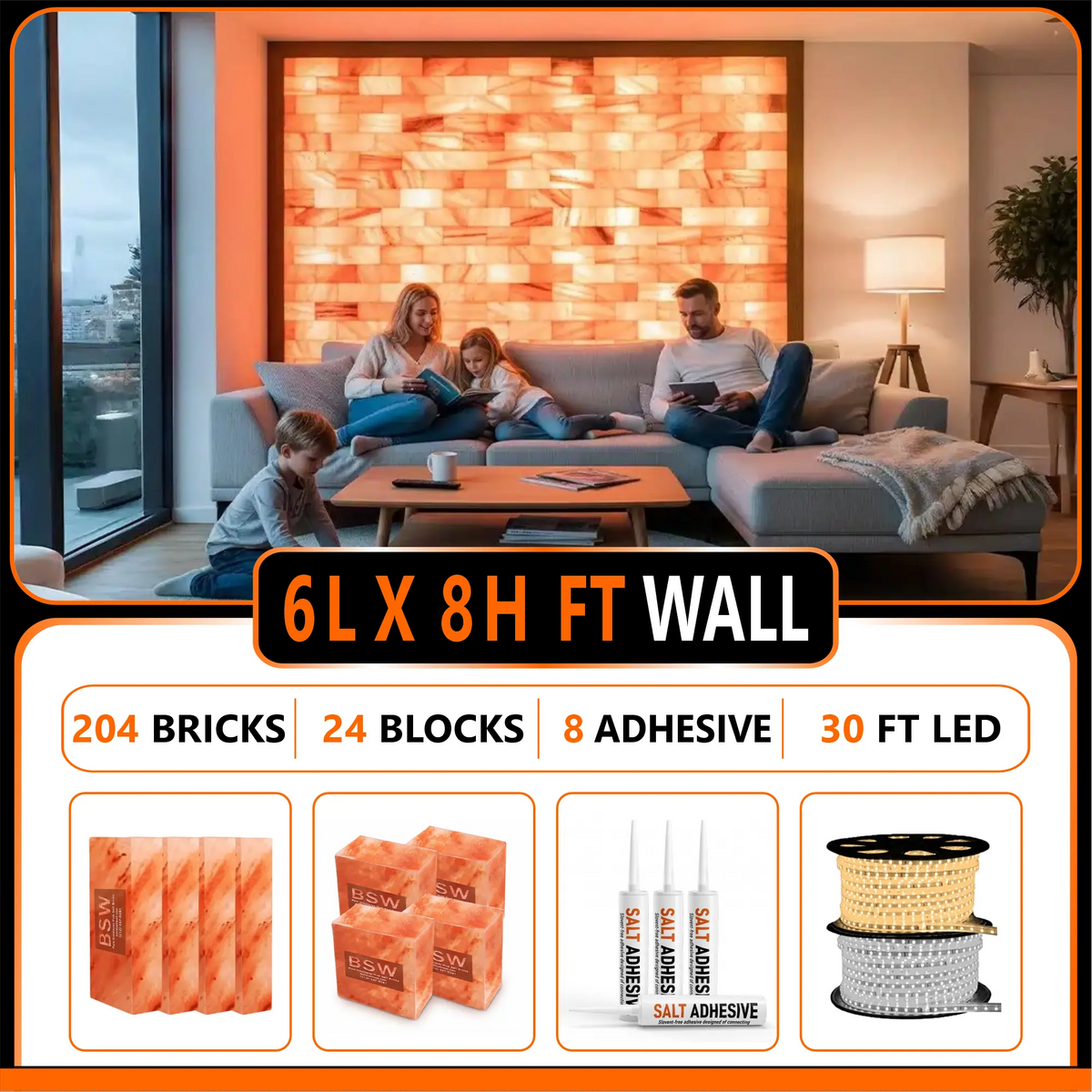 Architectural Backlit Salt Wall Kit (6' × 8' | 48 sq. ft.)
