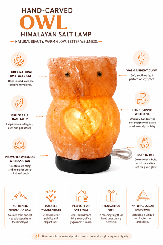 Hand-Carved Owl Himalayan Pink Salt Lamp – image 2