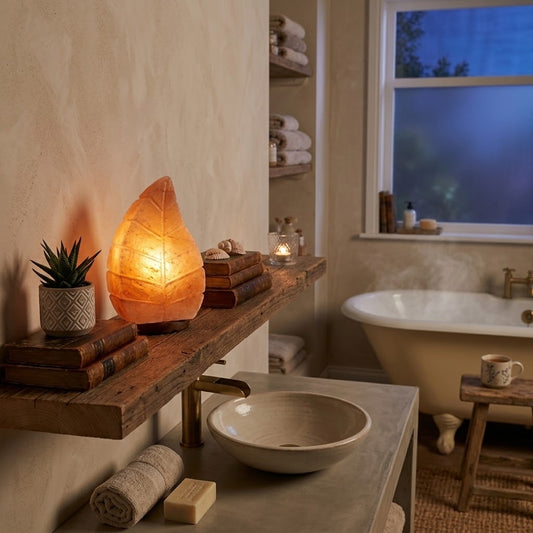 Hand-Carved Leaf Himalayan Pink Salt Lamp – image 2