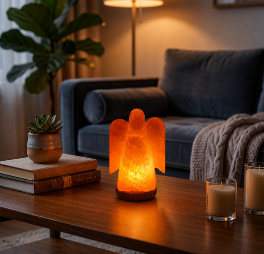 Hand-Carved Angel Himalayan Pink Salt Lamp – image 2