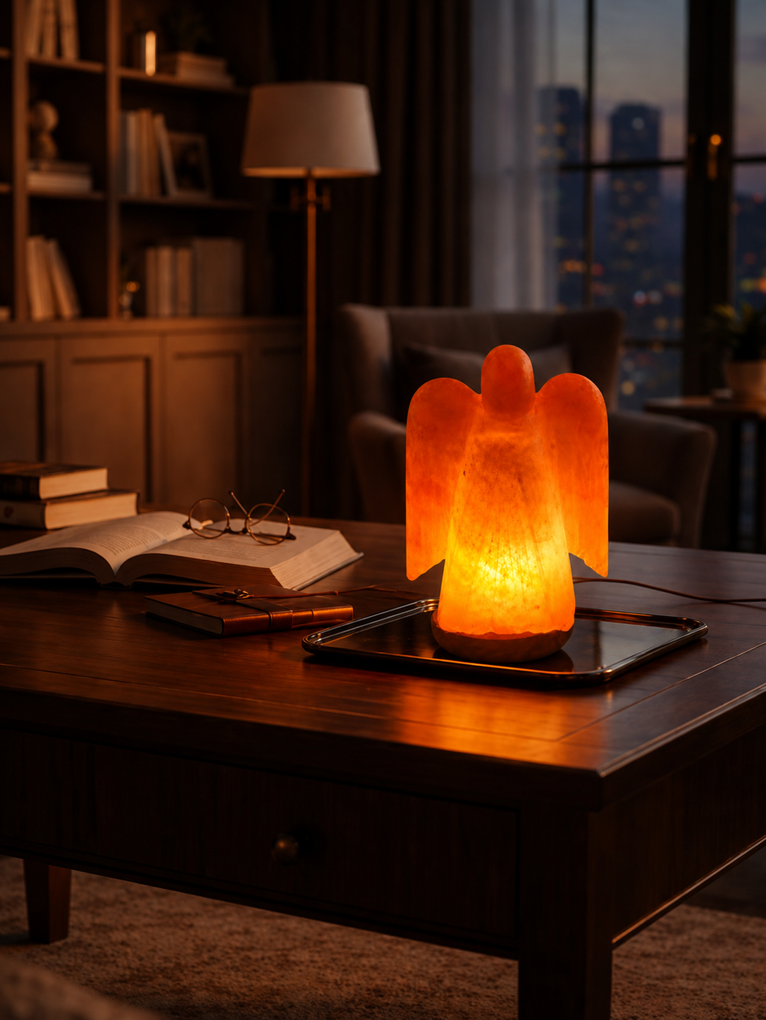 Hand-Carved Angel Himalayan Pink Salt Lamp – image 3