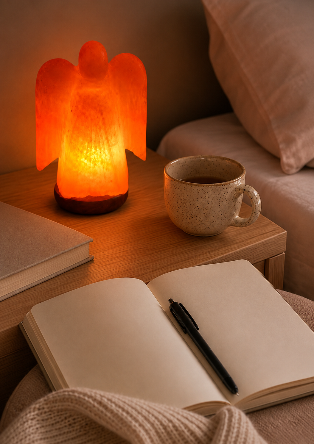 Hand-Carved Angel Himalayan Pink Salt Lamp – image 4