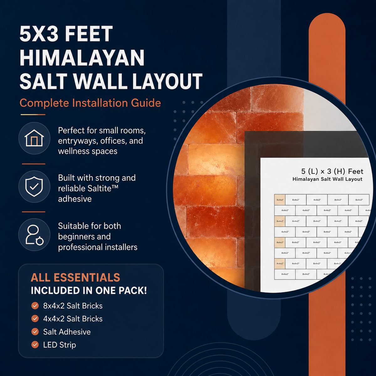 Architectural Backlit Salt Wall Kit (5' × 3' | 15 sq. ft.)