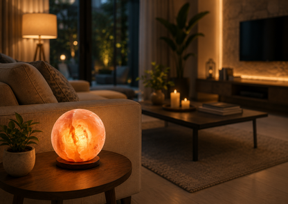 Hand-Carved Globe Himalayan Pink Salt Lamp – image 3