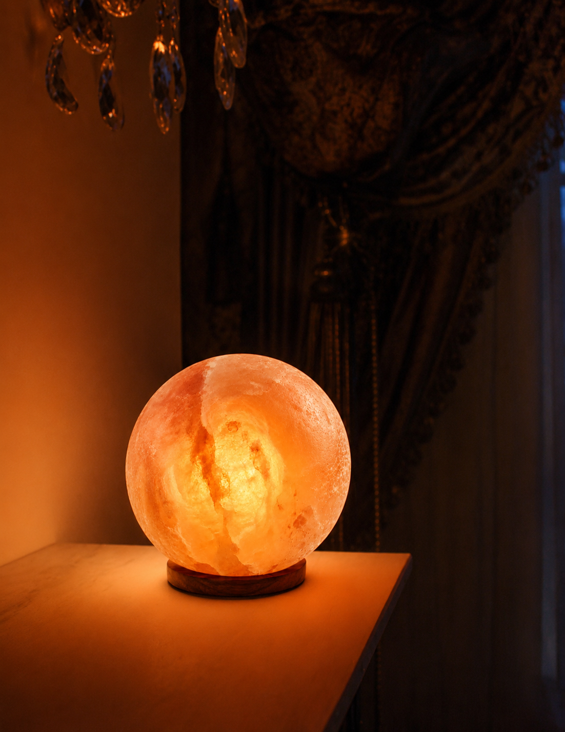 Hand-Carved Globe Himalayan Pink Salt Lamp – image 5