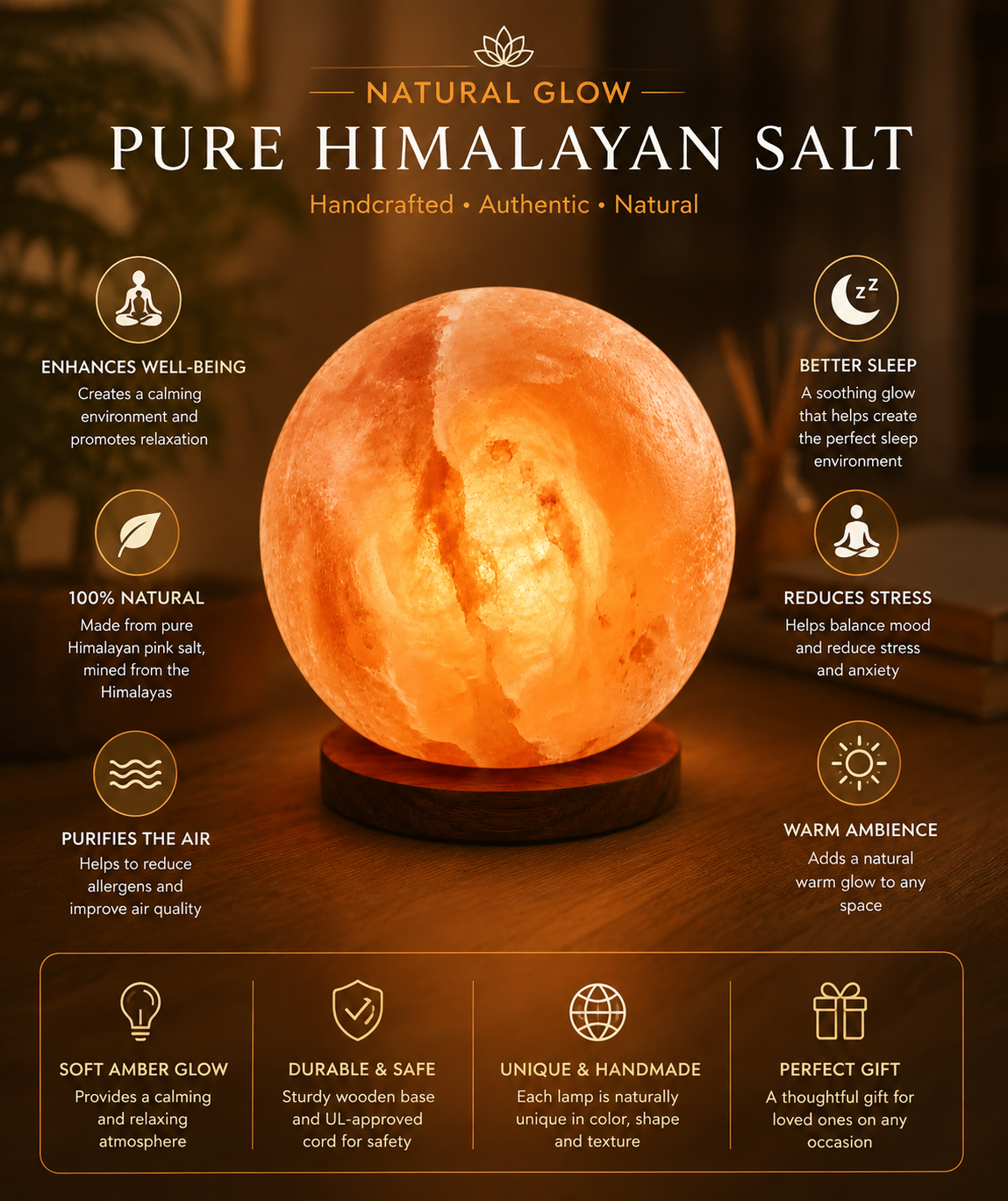 Hand-Carved Globe Himalayan Pink Salt Lamp – image 6