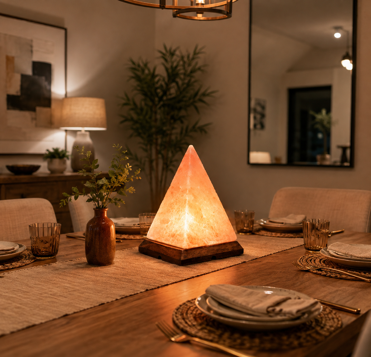 Himalayan Pink Salt Crystal Pyramid Lamp – image 4