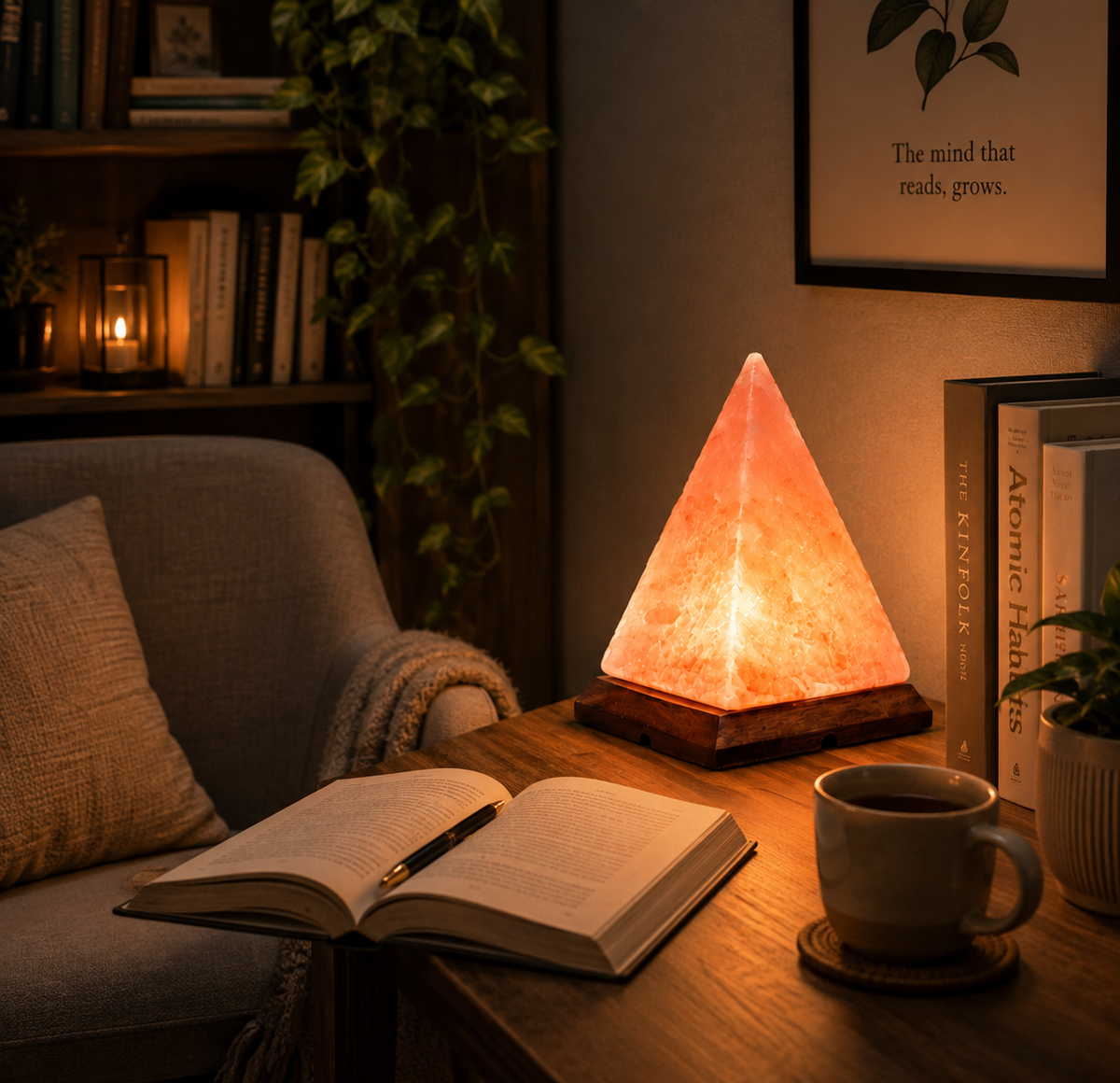 Himalayan Pink Salt Crystal Pyramid Lamp – image 5
