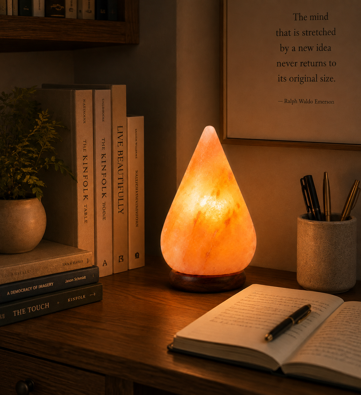 Hand-Carved Teardrop Himalayan Pink Salt Lamp – image 3