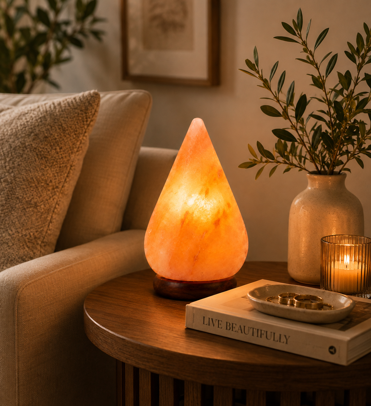 Hand-Carved Teardrop Himalayan Pink Salt Lamp – image 4