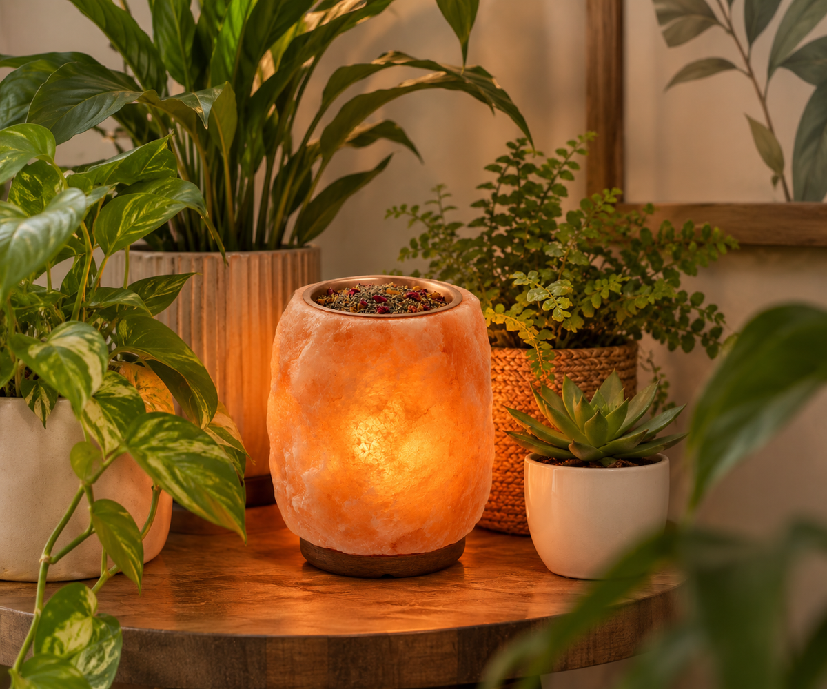 Himalayan Salt Lamp Diffuser & Pink Salt Bowl – 9–11 lb – image 1