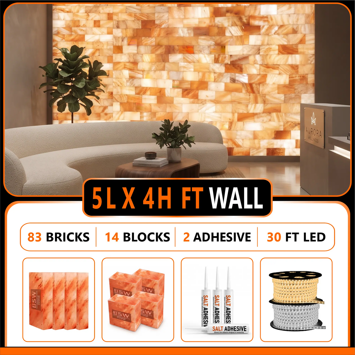 Architectural Backlit Salt Wall Kit (5' × 4' | 20 sq. ft.)