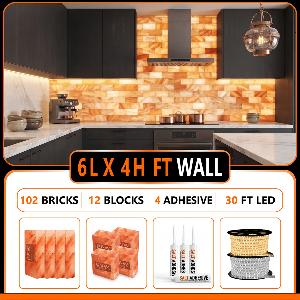 Architectural Backlit Salt Wall Kit (6' × 4' | 24 sq. ft.)