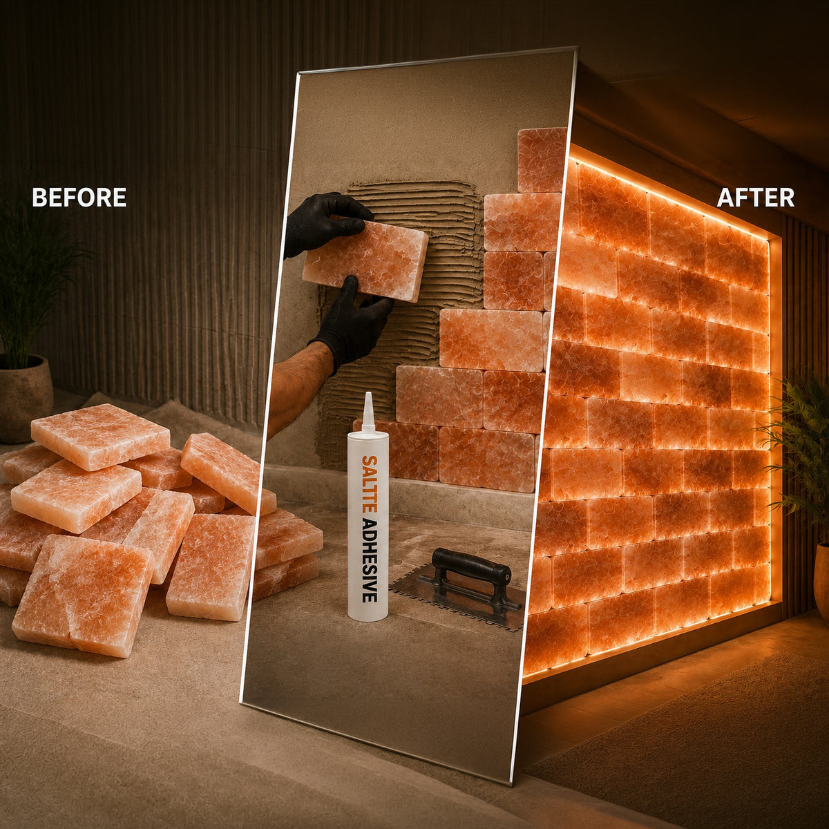 Pink Himalayan Salt Wall Tiles (8" × 4" × 1") — Pack of 400