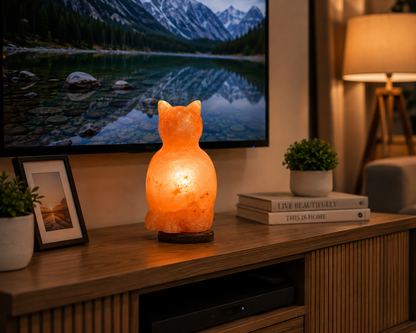 Hand-Carved Cat Himalayan Pink Salt Lamp – image 4