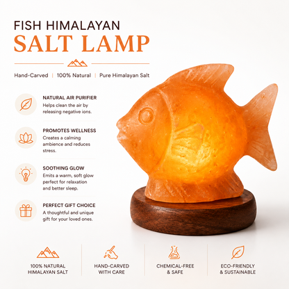 Hand-Carved Fish Himalayan Pink Salt Lamp – image 3