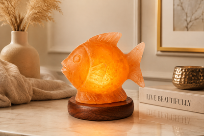 Hand-Carved Fish Himalayan Pink Salt Lamp – image 4