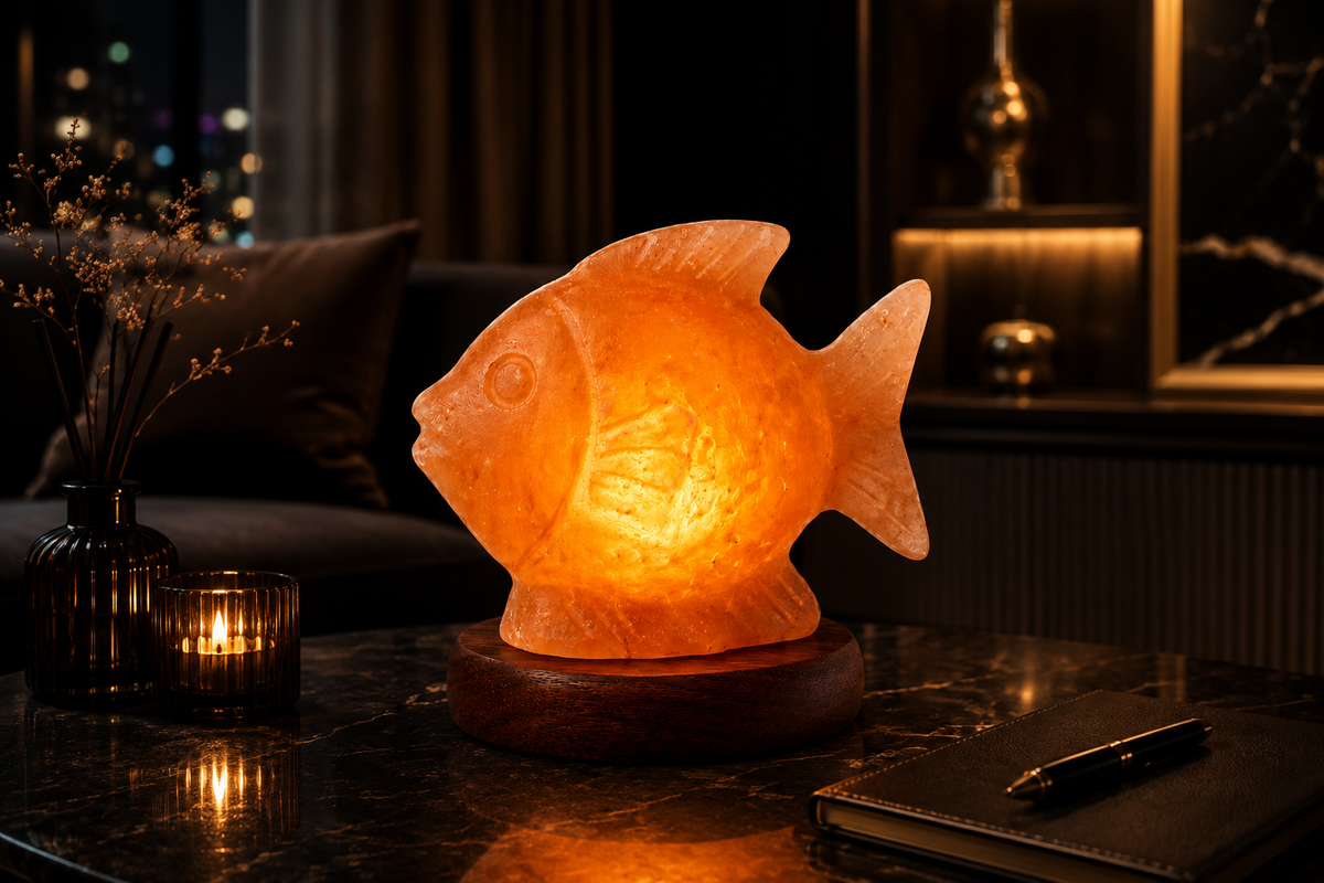 Hand-Carved Fish Himalayan Pink Salt Lamp – image 5