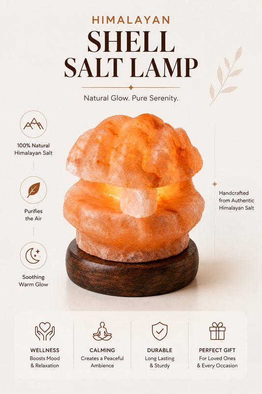 Hand-Carved Shell Himalayan Pink Salt Lamp – image 2
