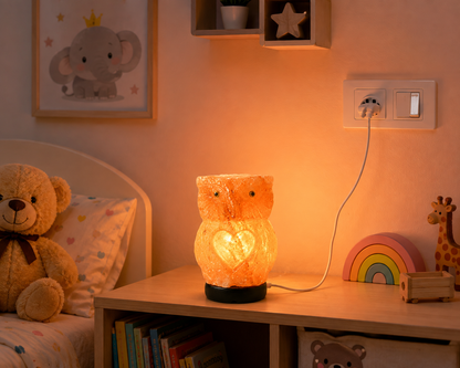 Hand-Carved Owl Himalayan Pink Salt Lamp – image 3