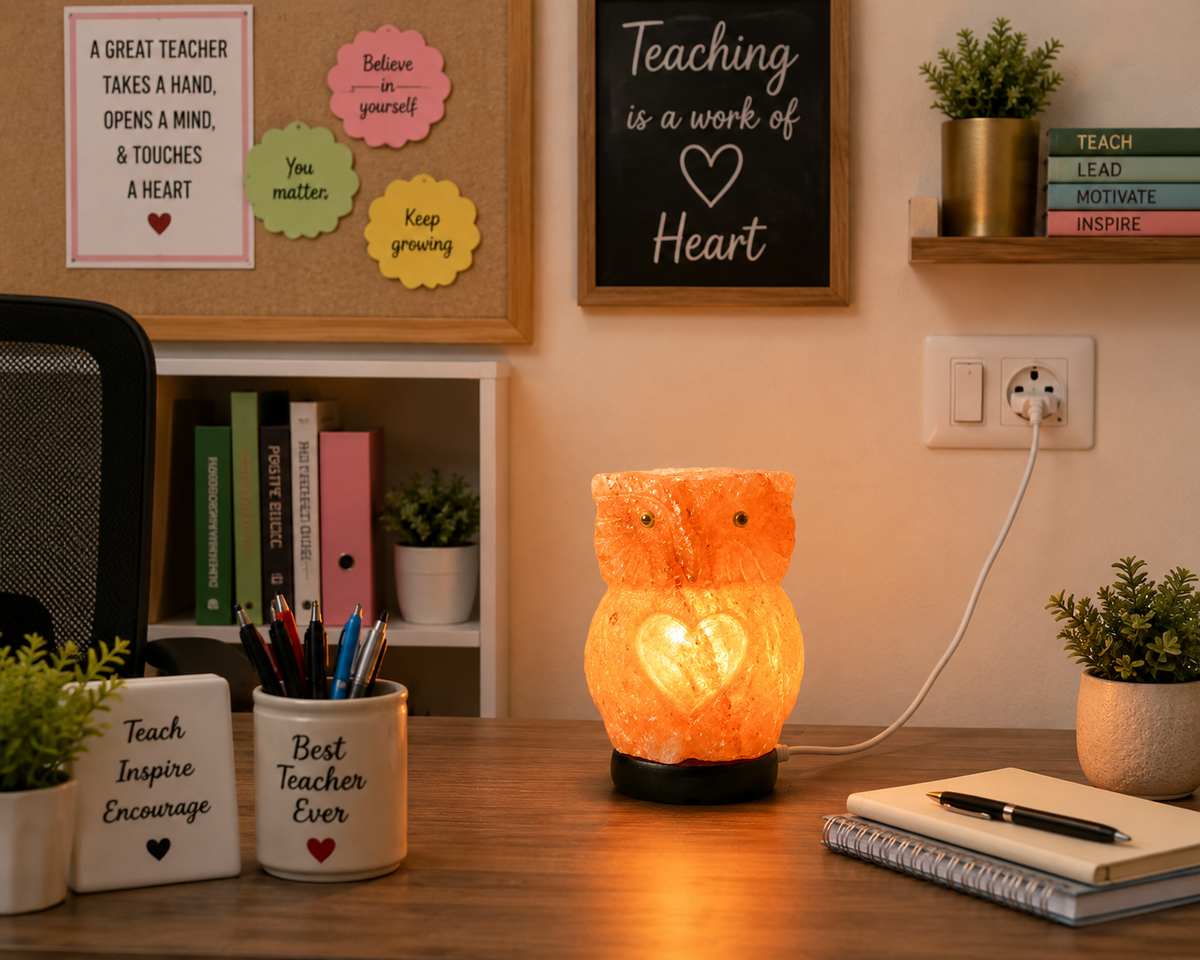 Hand-Carved Owl Himalayan Pink Salt Lamp – image 4