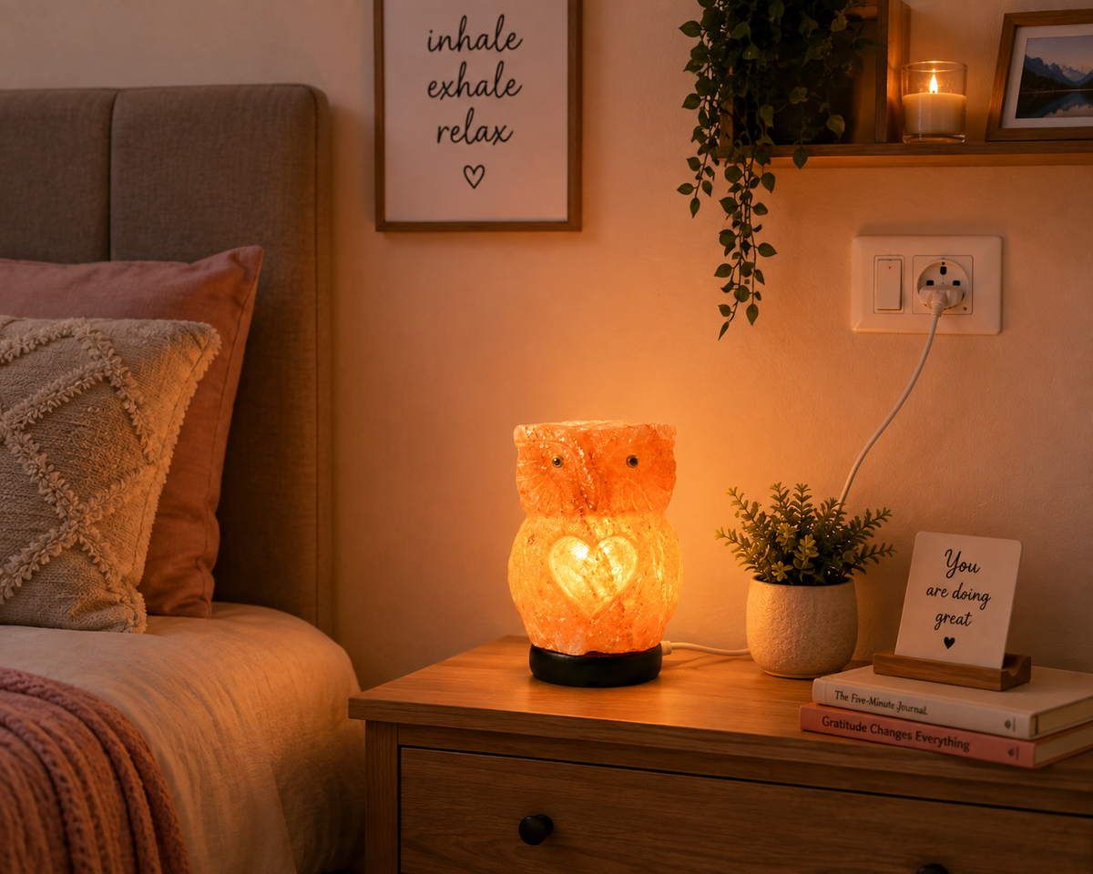 Hand-Carved Owl Himalayan Pink Salt Lamp – image 5