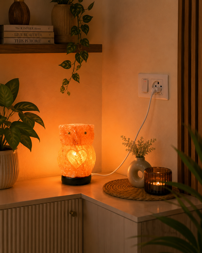 Hand-Carved Owl Himalayan Pink Salt Lamp – image 6