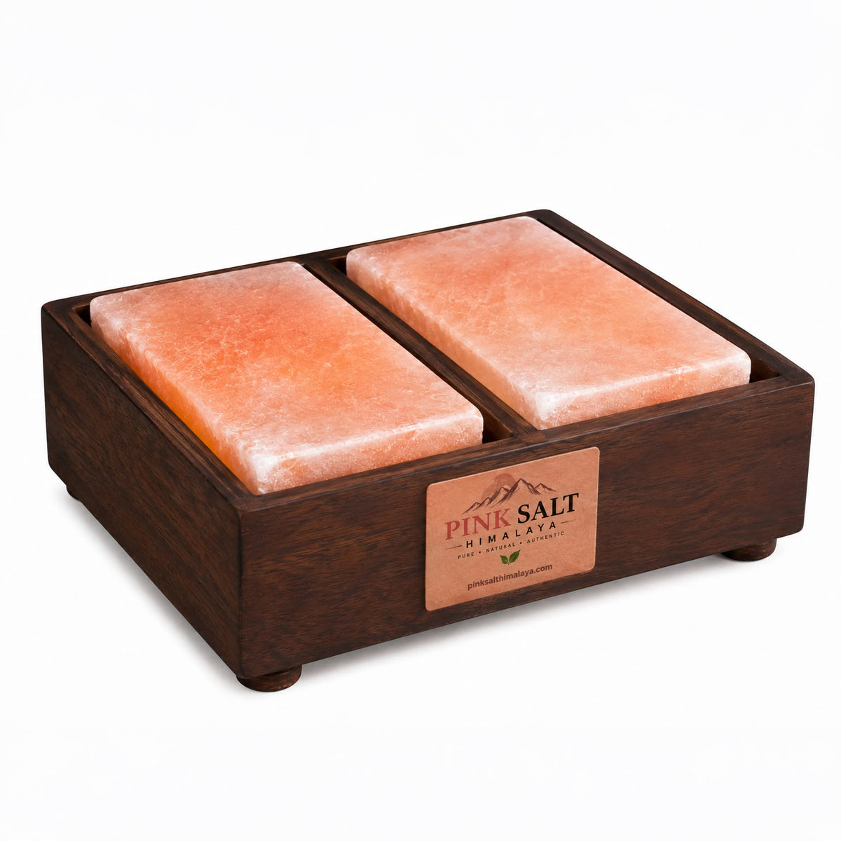 Himalayan salt foot wellness blocks with handcrafted wooden box