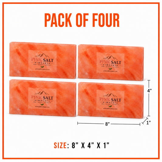 Pink Himalayan Salt Wall Tiles (8" × 4" × 1") — Pack of 4
