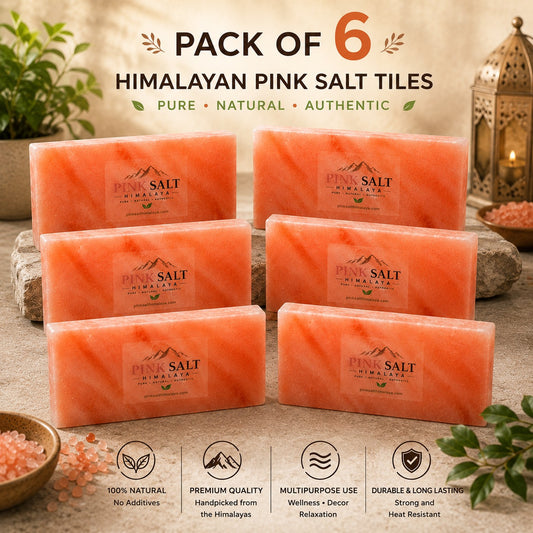 Pink Himalayan Salt Wall Tiles (8" × 4" × 1") — Pack of 6