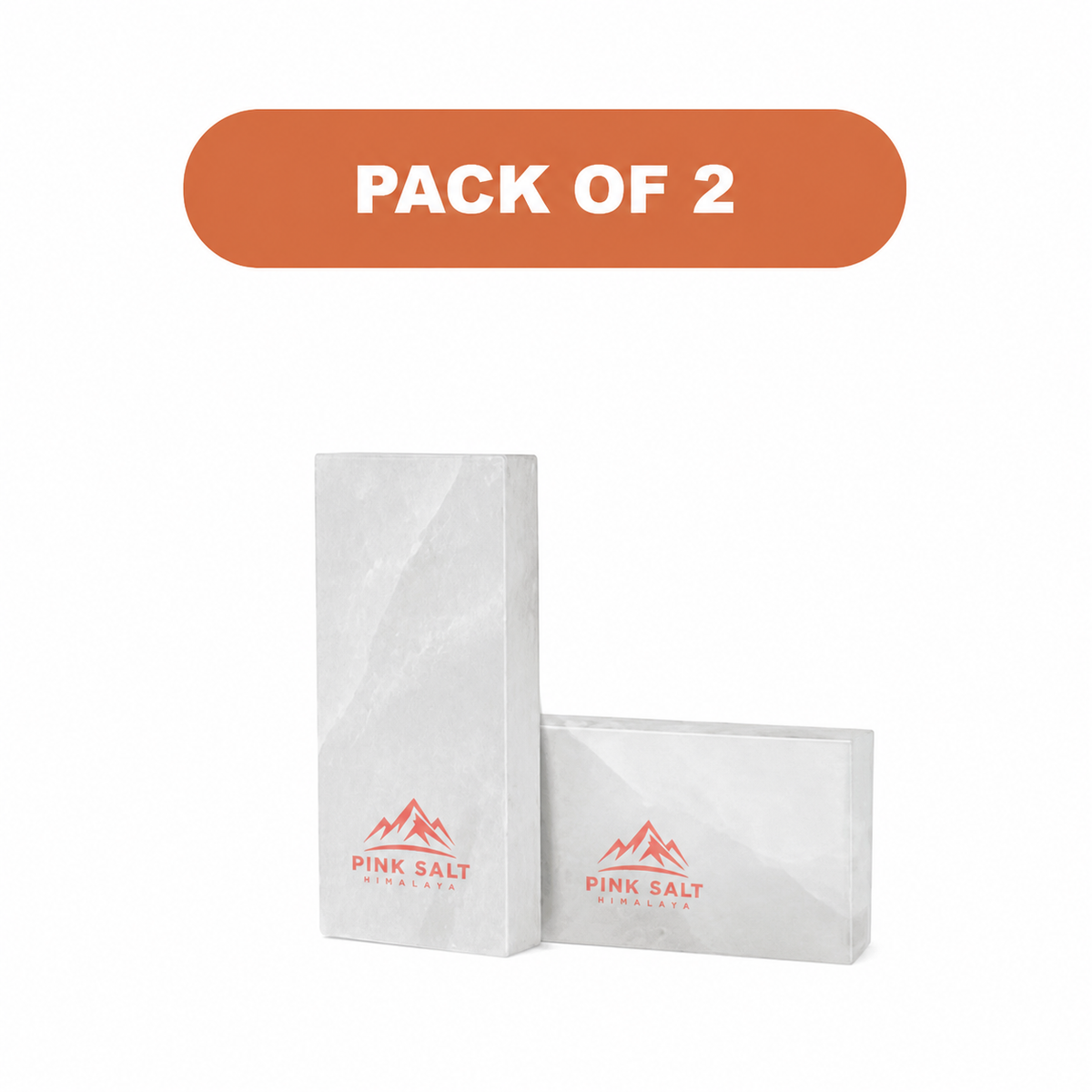 Pink Salt Himalaya branded white salt tiles - Himalayan White Salt Tiles - 8" x 4" x 1"- Pack 2