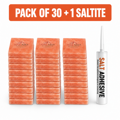 Pink Salt Himalaya salt tile main image - Pack of 30 with 1 Saltite adhesive