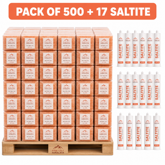 Pink Salt Himalaya salt tile main image - Pack of 500 with 17 Saltite adhesive tubes