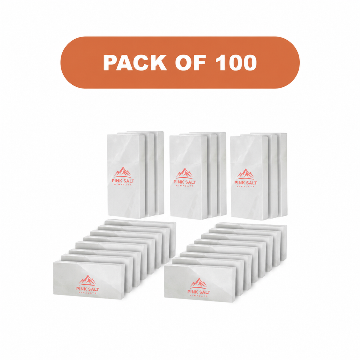 Pink Salt Himalaya branded white salt tiles - Himalayan White Salt Tiles 8" x 4" x 1"- Pack of 100
