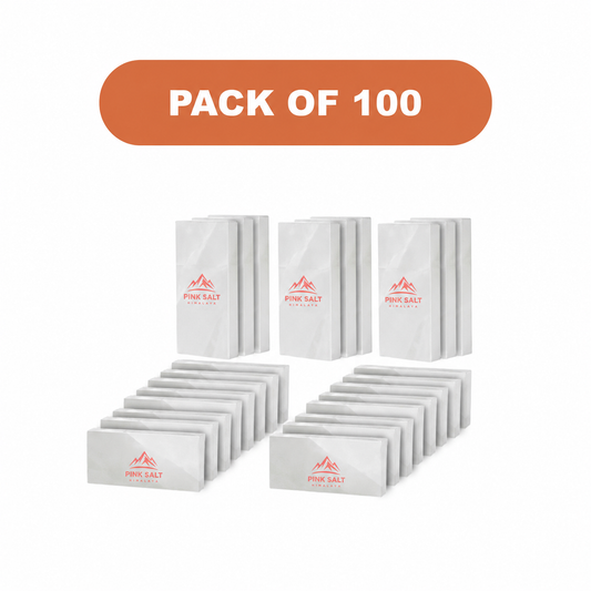 Pink Salt Himalaya branded white salt tiles - Himalayan White Salt Tiles 8" x 4" x 1"- Pack of 100