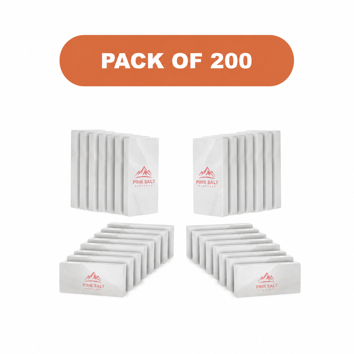 Pink Salt Himalaya branded white salt tiles - Himalayan White Salt Tiles 8" x 4" x 1"- Pack of 200