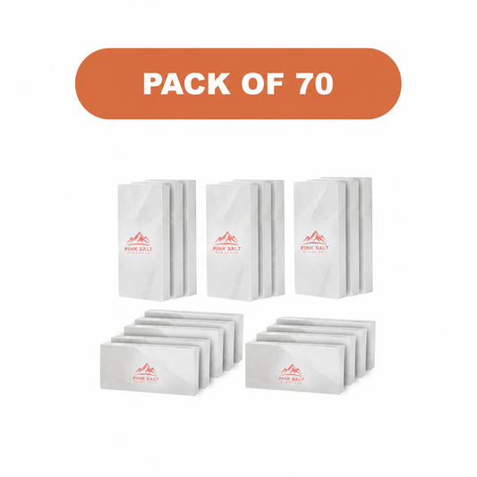 Pink Salt Himalaya branded white salt tiles - Himalayan White Salt Tiles 8" x 4" x 1"- Pack of 70