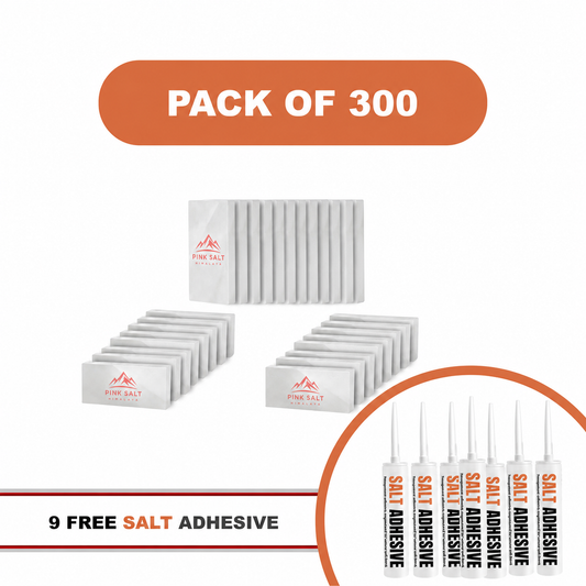 Pink Salt Himalaya branded white salt tiles - Himalayan White Salt Tiles - Pack of 300 With 9 Salt Adhesive